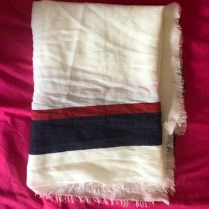 Large Soft White Scarf with Stripe Design